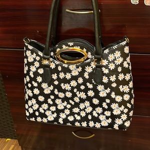 Black floral purse